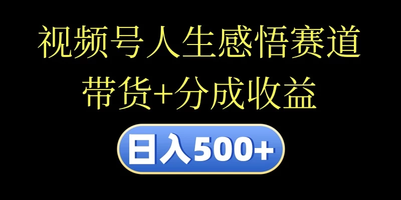 视频号人生感悟赛道，带货+分成收益，日入500+，10分钟做一个视频 - Hope`Chen资源网