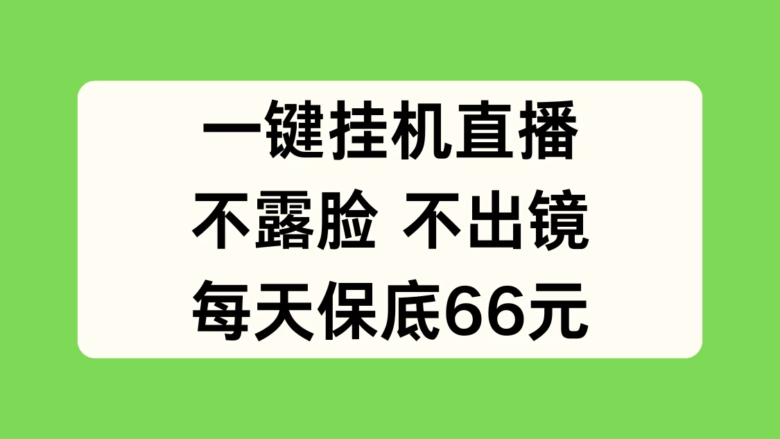 一键挂机直播，不露脸不出境，每天保底66元 - Hope`Chen资源网