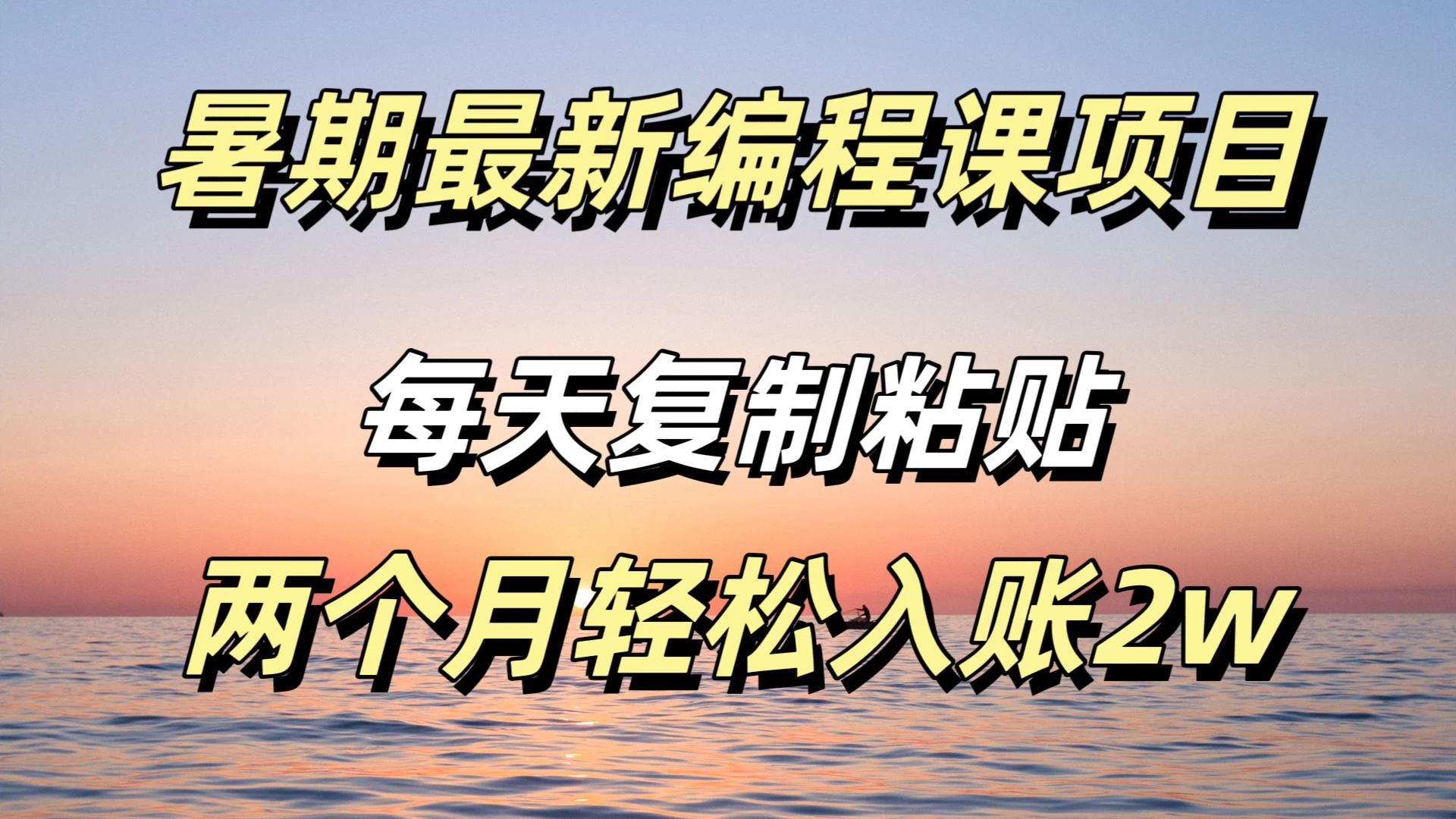 暑期最新编程课项目，简单易上手，只需复制粘贴，2w轻松到手 - Hope`Chen资源网