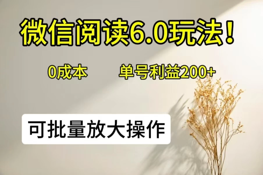微信阅读6.0玩法！0撸，单号利益200+，可批量放大操作 - Hope`Chen资源网