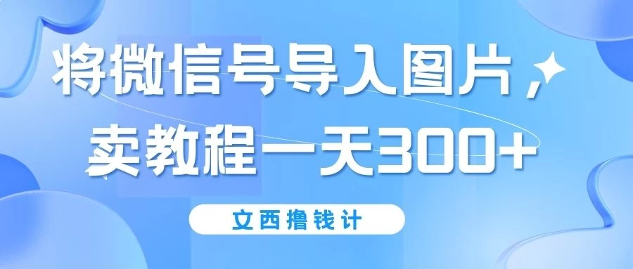 将微信号导入图片，卖教程一天300+（无脑操作！有手就会！） - Hope`Chen资源网