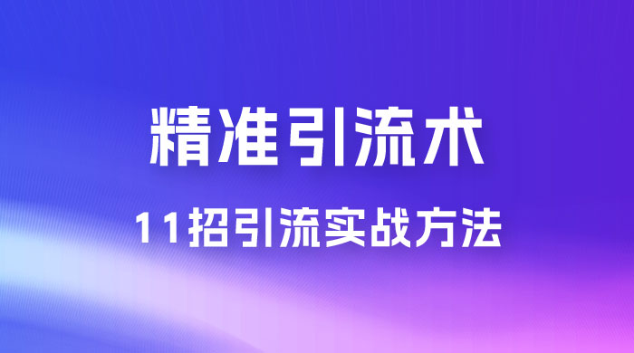 精准引流术：11 招引流实战方法，让你私域流量加到爆（共 11 课） - Hope`Chen资源网