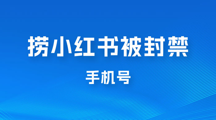捞小红书被封禁手机号，小红书被封号禁言账号手机换绑 - Hope`Chen资源网