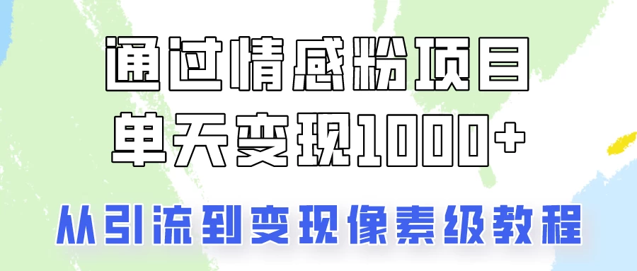 我是怎么通过情感粉项目单天变现1000+的，从引流到变现像素级教程 - Hope`Chen资源网