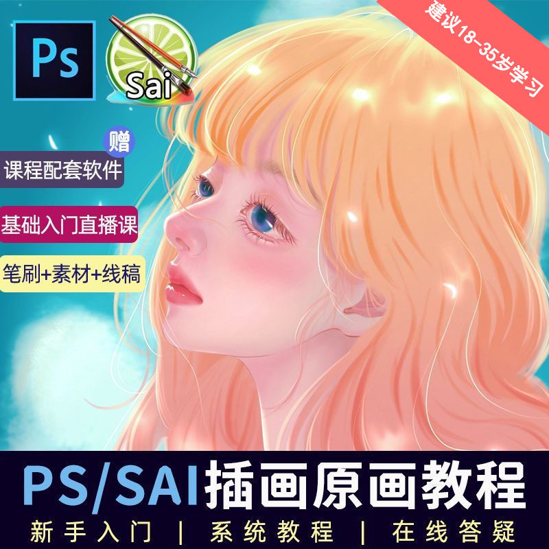 教程零基础 CG 漫画 SAI 线稿笔刷手绘画数位板绘视频课程 - Hope`Chen资源网