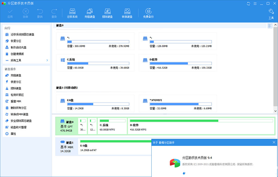 分区助手技术员版 AOMEI Partition Assistant v9.12 绿色版 - Hope`Chen资源网