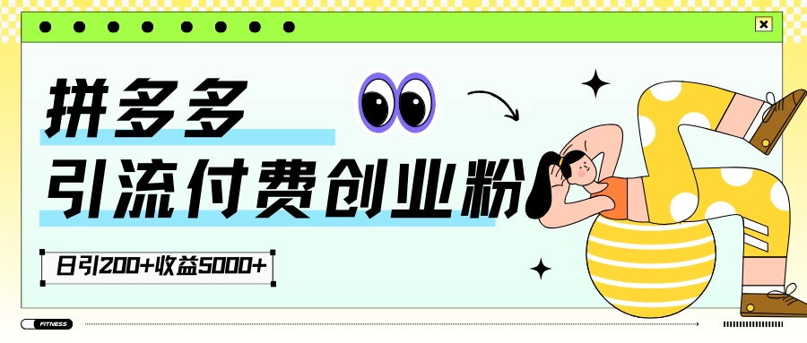 拼多多引流付费创业粉，日引200+，收益5000+ - Hope`Chen资源网