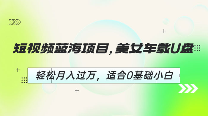 短视频蓝海项目：美女车载 U 盘，适合 0 基础小白 - Hope`Chen资源网