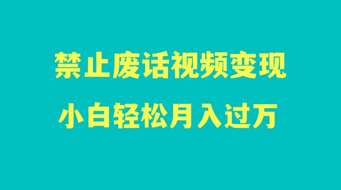 最新蓝海项目，靠禁止废话视频变现，一部手机，小白轻松月入过万！ - Hope`Chen资源网