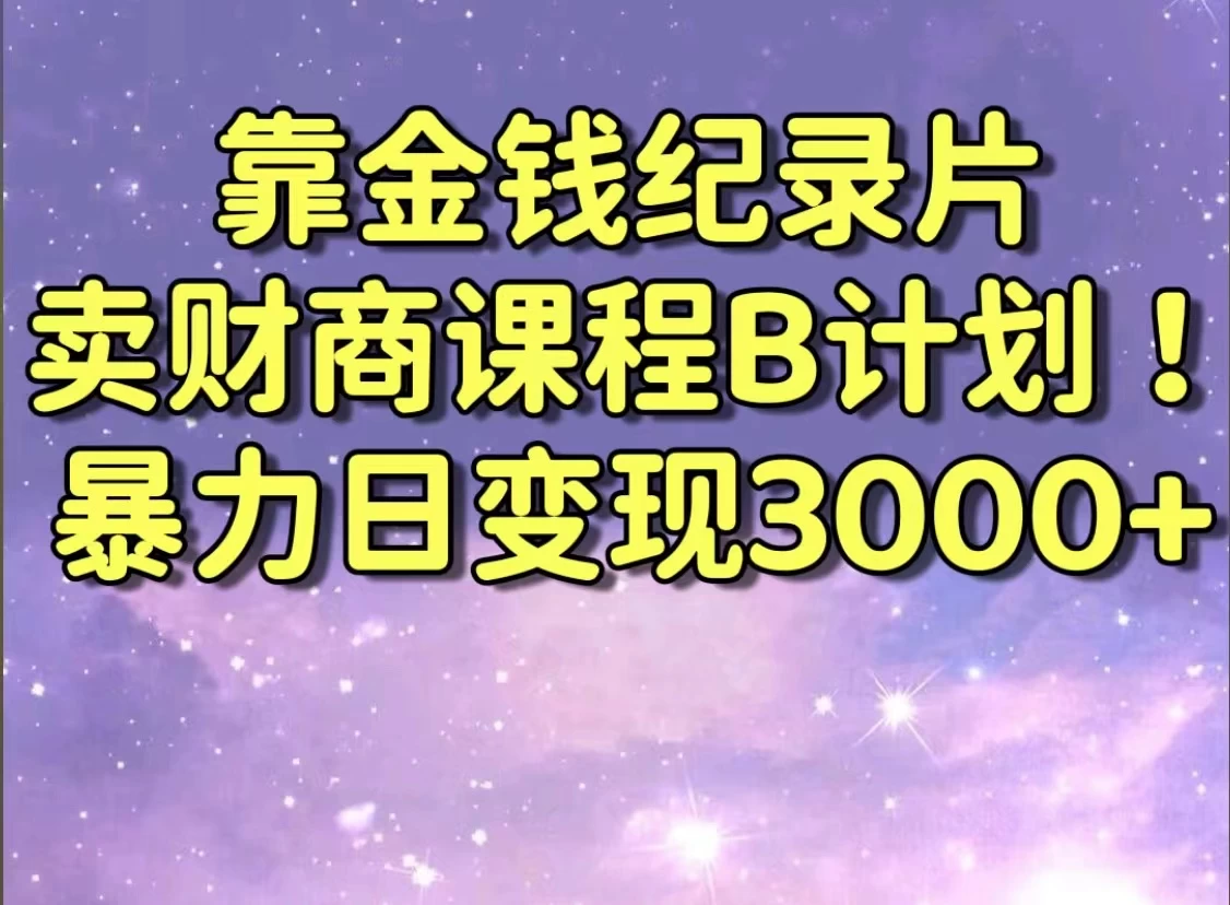 靠金钱纪录片卖财商课程，暴力日变现3000+，喂饭级干货教学！！ - Hope`Chen资源网