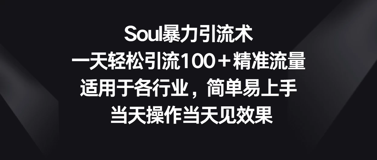 Soul暴力引流术，一天轻松引流100＋精准流量，适用于各行业，简单易上手 当天操作当天见效果 - Hope`Chen资源网