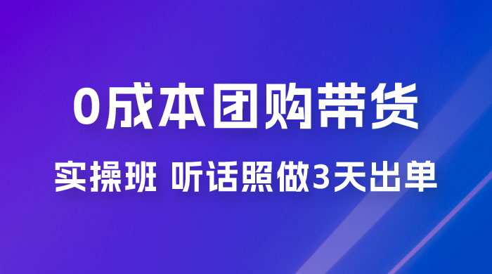点金手 0 成本团购带货实操班，听话照做 3 天出单 - Hope`Chen资源网