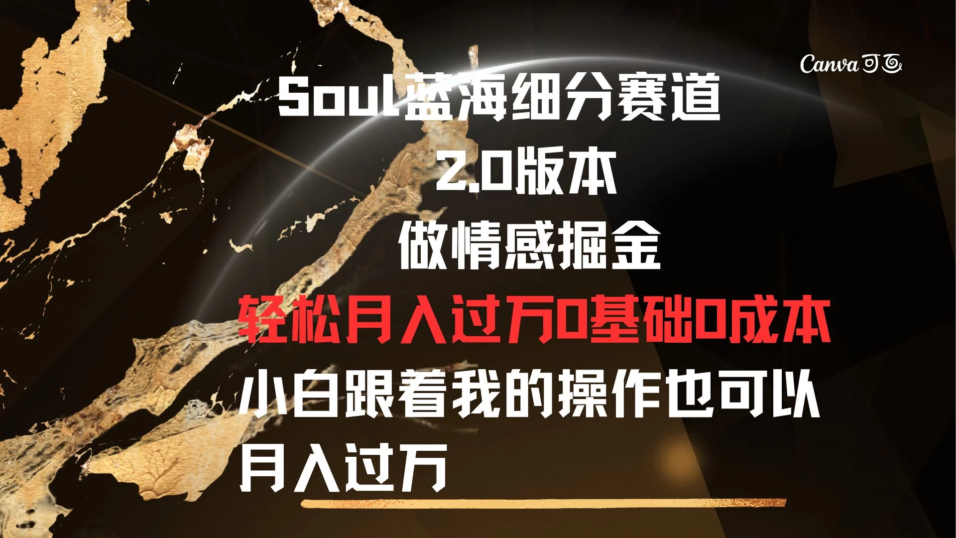 Soul蓝海细分赛道，2.0版本，做情感掘金，轻松月入过万，0基础，0成本，小白跟着我的操作也可以月入过万 - Hope`Chen资源网