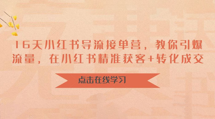 16 天小红书导流接单营：教你引爆流量，在小红书精准获客+转化成交 - Hope`Chen资源网