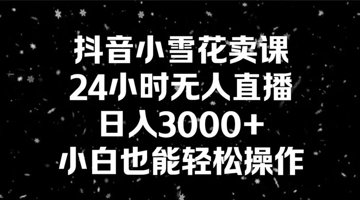 抖音小雪花卖课，24 小时无人直播，日入 3000+ ，小白也能轻松操作 - Hope`Chen资源网