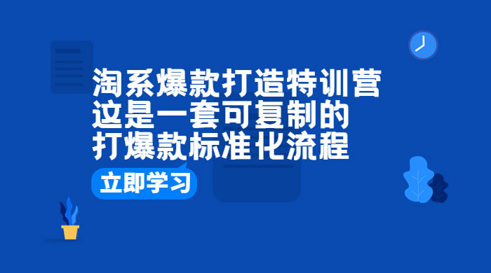 淘系爆款打造特训营：这是一套可复制的打爆款标准化流程 - Hope`Chen资源网