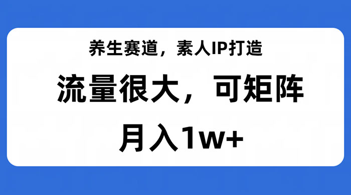 养生赛道，素人IP打造，流量很大，可矩阵，月入1w+ - Hope`Chen资源网