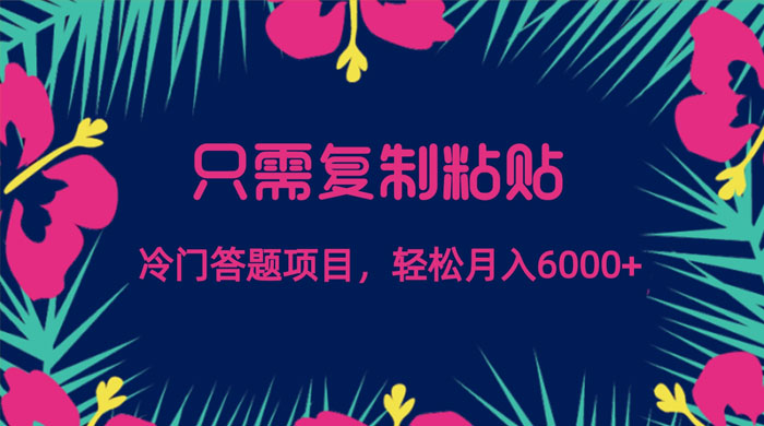 只需复制粘贴，冷门答题项目，轻松月入 6000 - Hope`Chen资源网