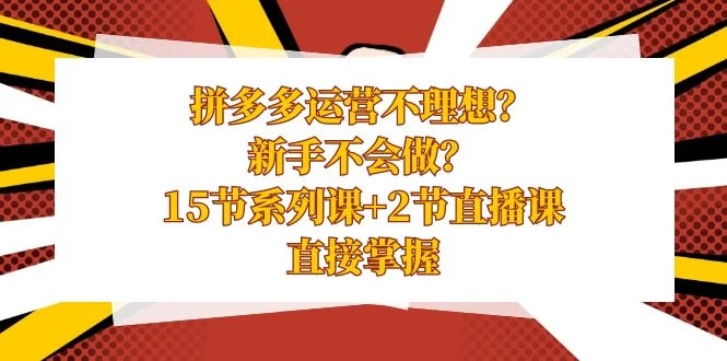 拼多多运营不理想？新手不会做？​15 节系列课+ 2 节直播课，直接掌握 - Hope`Chen资源网