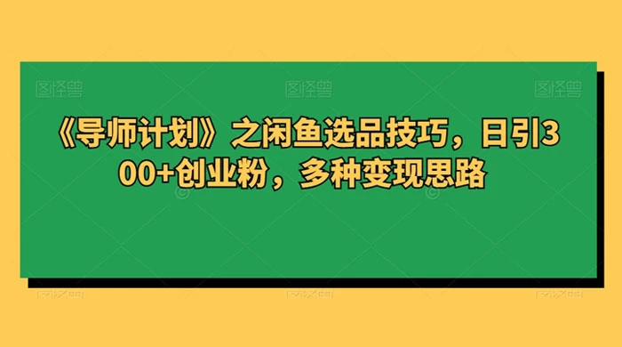 闲鱼选品技巧，日引 300+ 创业粉，多种变现思路 - Hope`Chen资源网