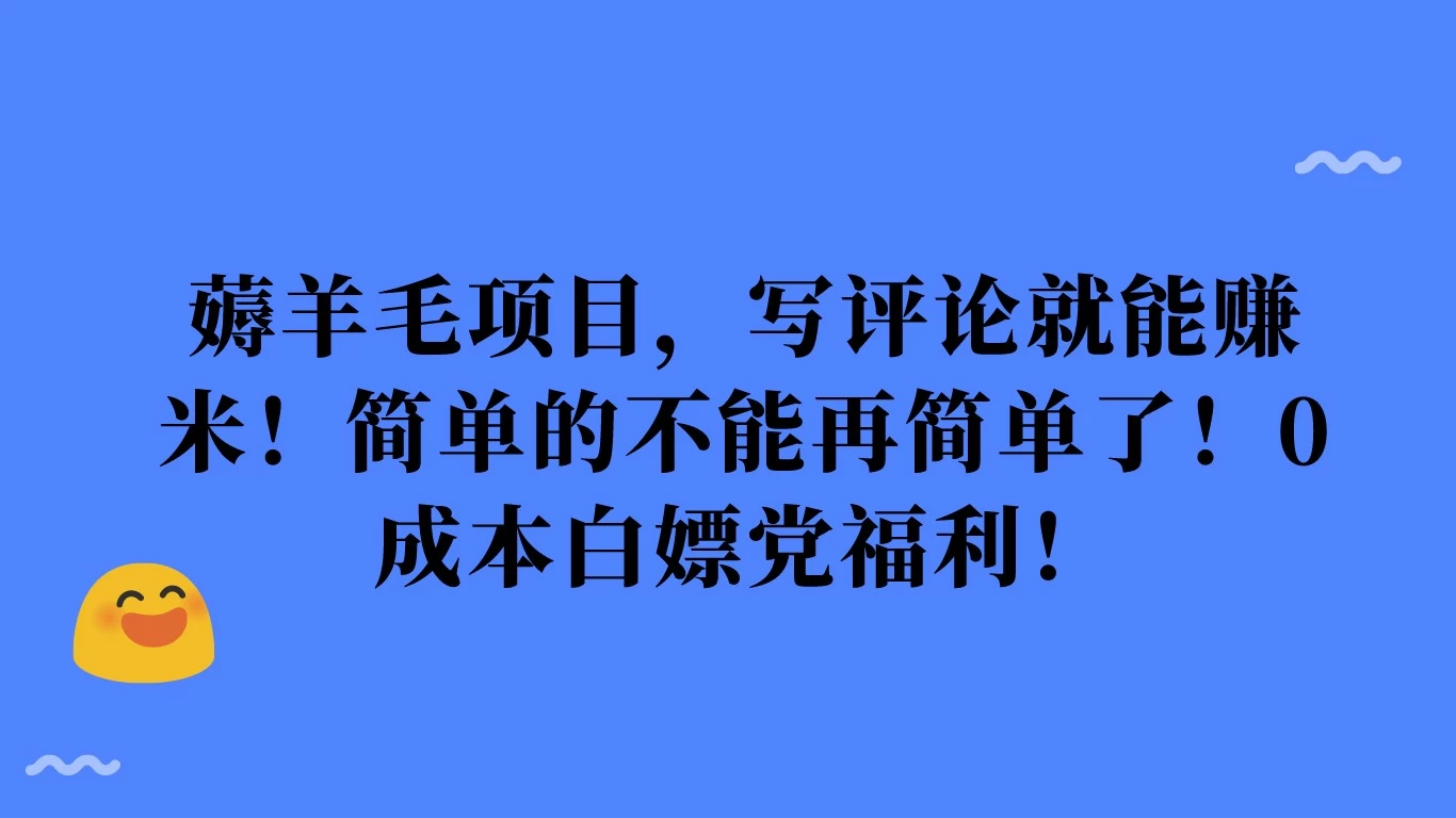 薅羊毛项目，写评论就能赚米！简单的不能再简单了！0成本白嫖党福利！ - Hope`Chen资源网