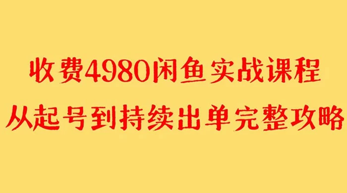 外面收费 4980 闲鱼无货源实战教程，单号 4000+ - Hope`Chen资源网