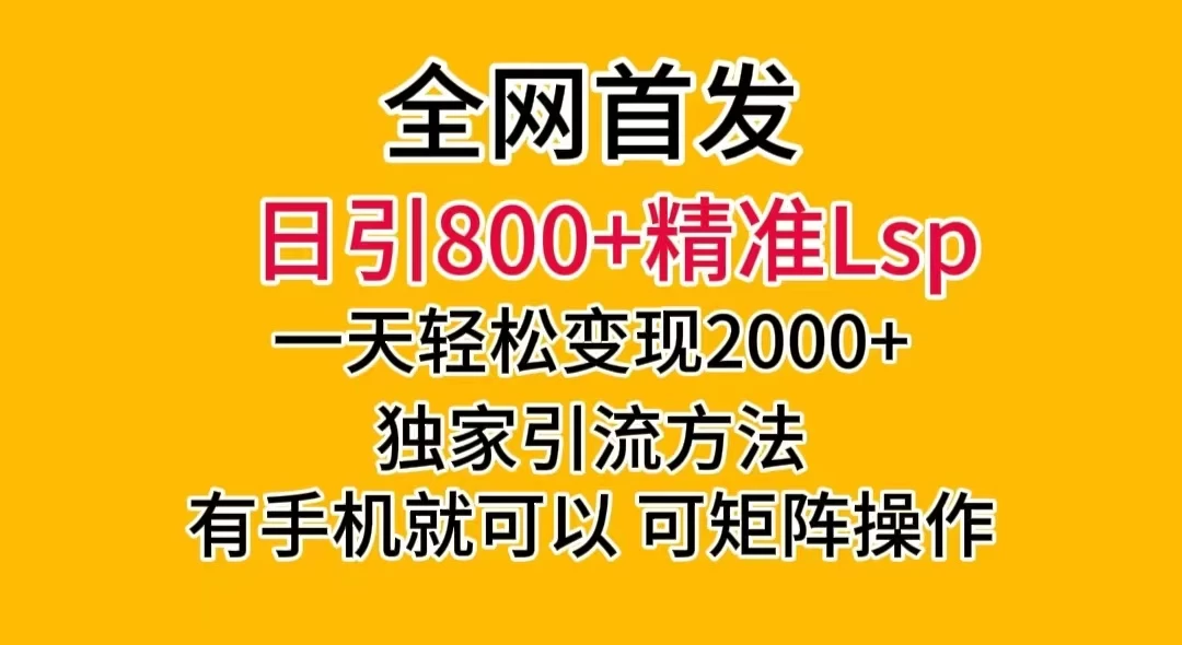日引 800+ 精准老色批，一天变现 2000+，独家引流方法，可矩阵操作，月入 5W+ - Hope`Chen资源网