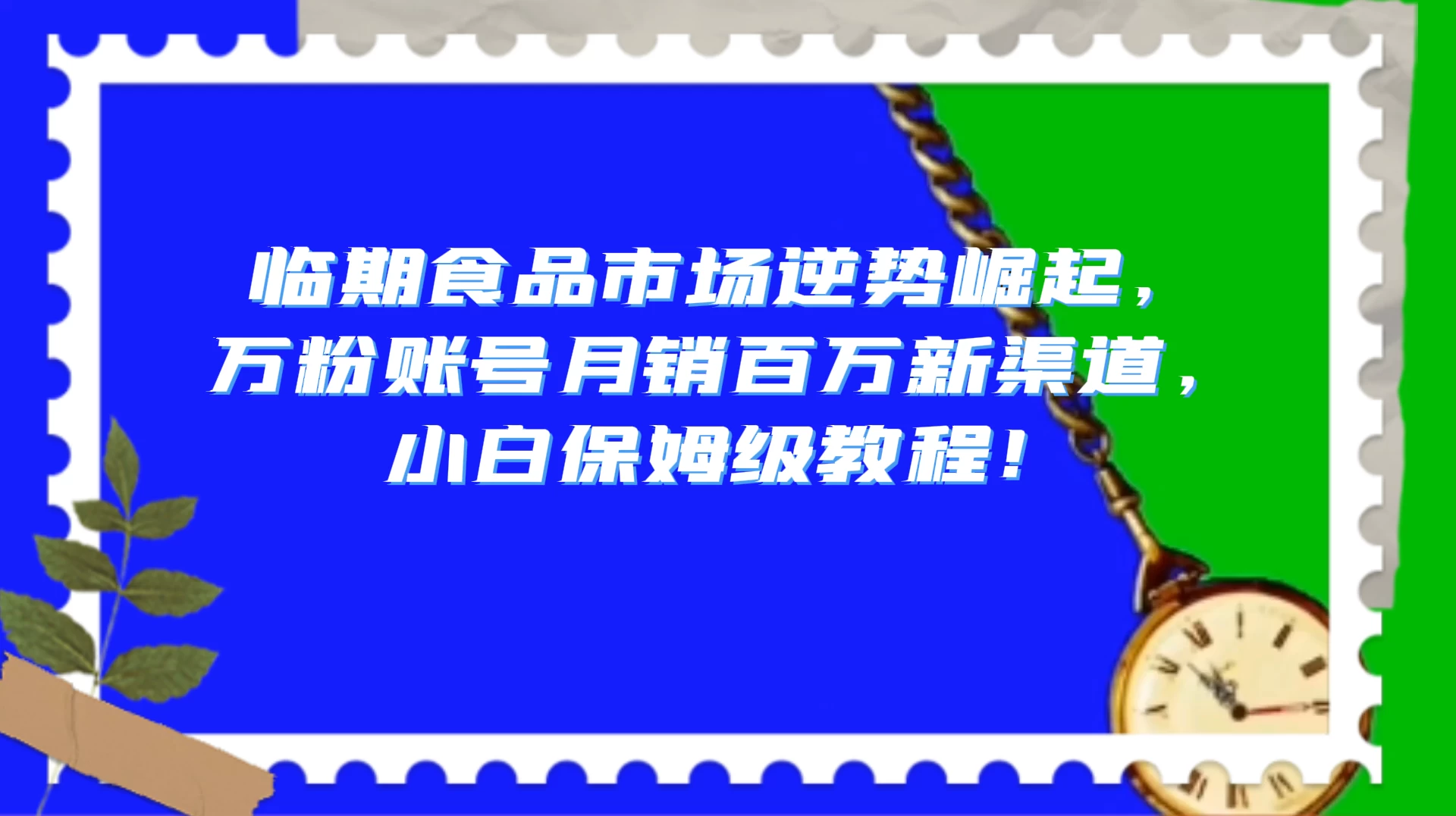 临期食品市场逆势崛起，万粉账号月销百万新渠道，小白保姆级教程！ - Hope`Chen资源网