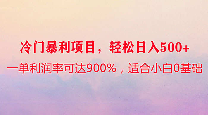 冷门暴利项目，一单利润率可达 900%，轻松日入 500+，适合小白 0 基础 - Hope`Chen资源网
